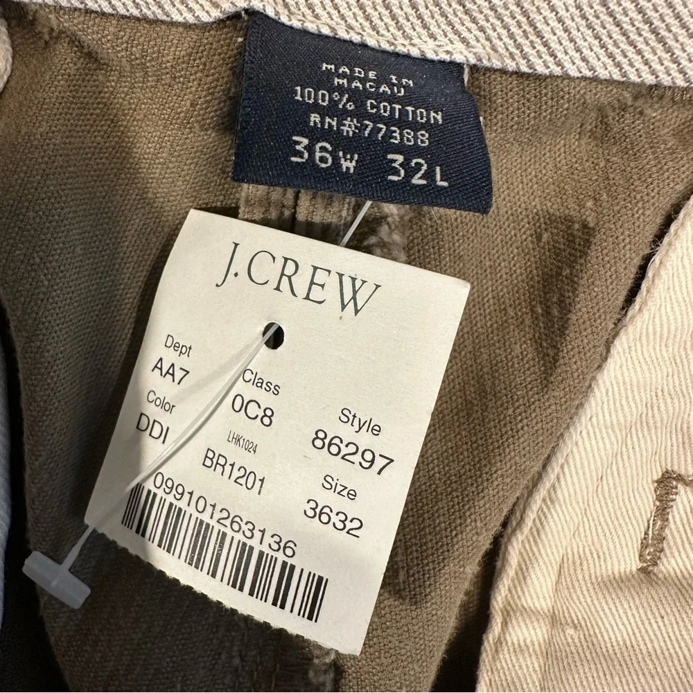J.CREW Men's 36 X 32 Regular Brown Flat Front Vintage Cords